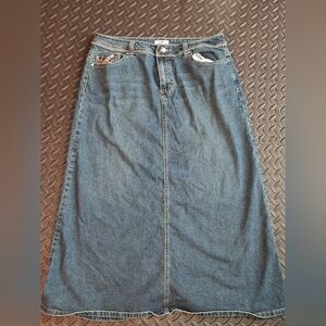 Cato Embellished Blue Denim Skirt Size 14
